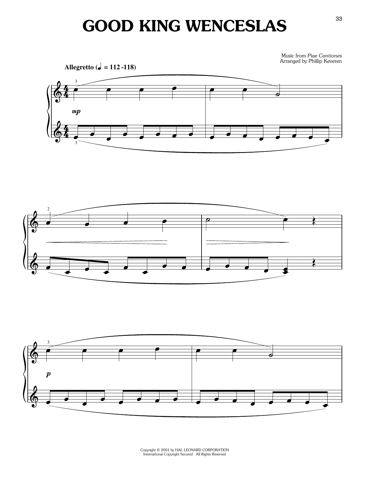 Piae Cantiones Good King Wenceslas (arr. Phillip Keveren) Sheet Music Notes & Chords for Easy Piano - Download or Print PDF