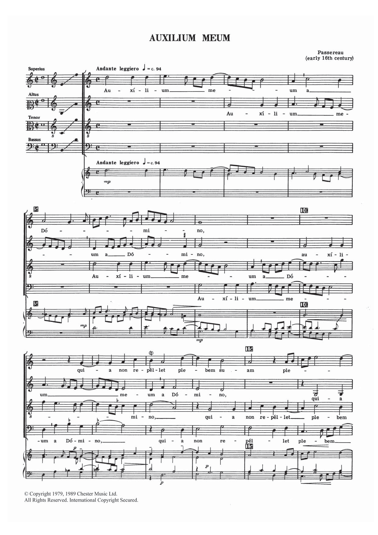 Pierre Passereau Auxilium Meum Sheet Music Notes & Chords for SATB - Download or Print PDF
