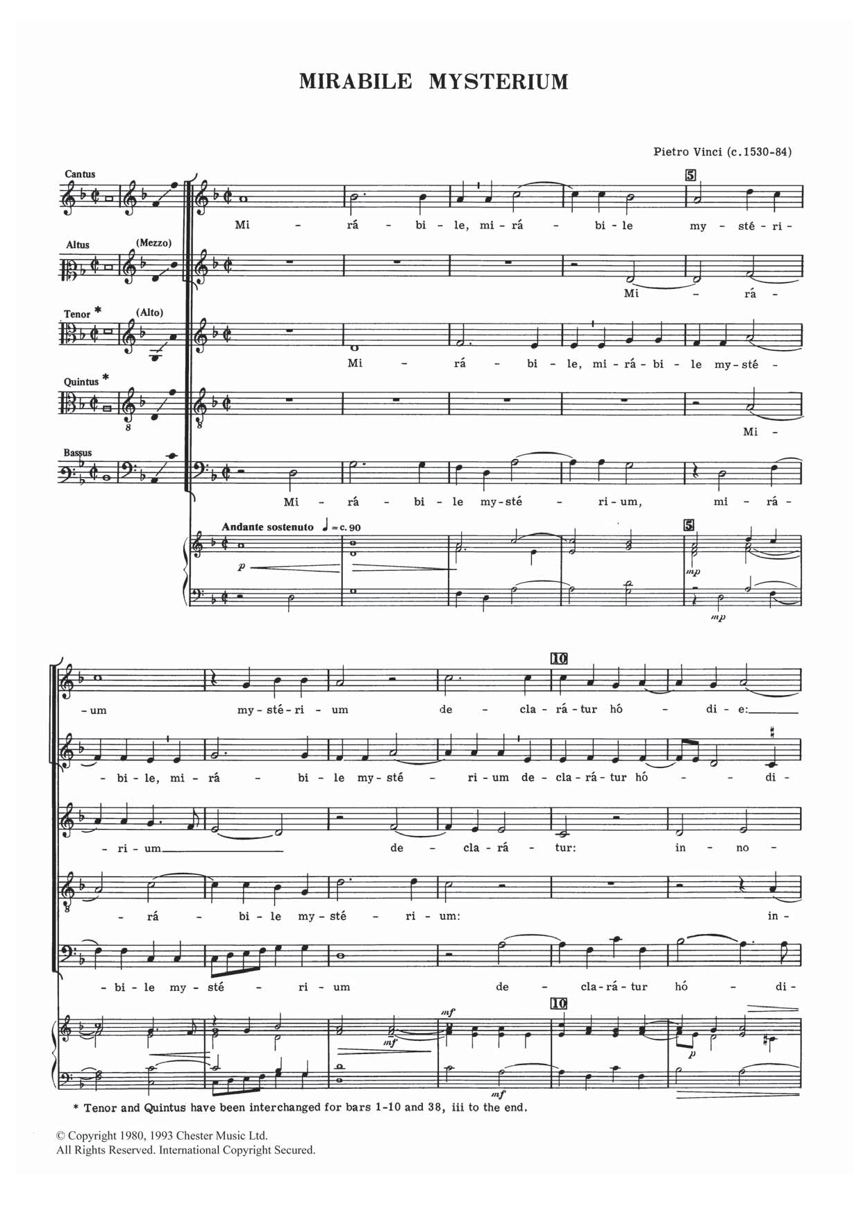 Pietro Vinci Mirabile Mysterium Sheet Music Notes & Chords for Choral SATTB - Download or Print PDF