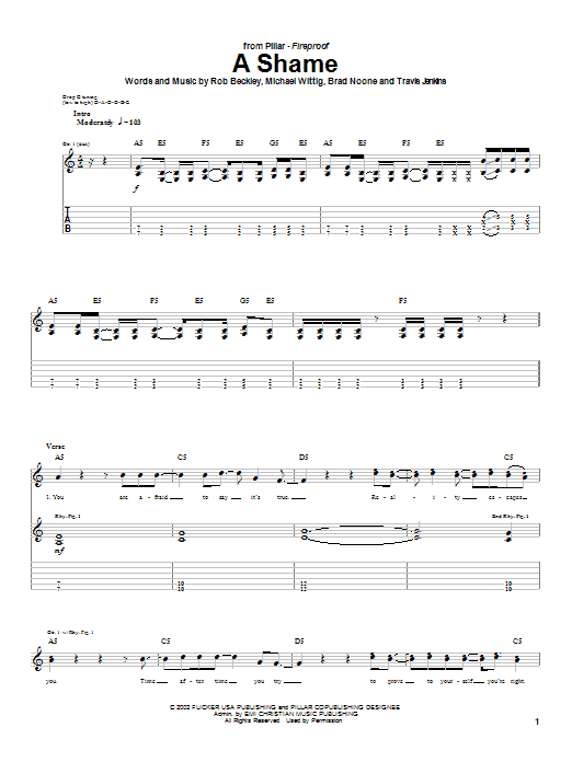 Pillar A Shame Sheet Music Notes & Chords for Guitar Tab - Download or Print PDF