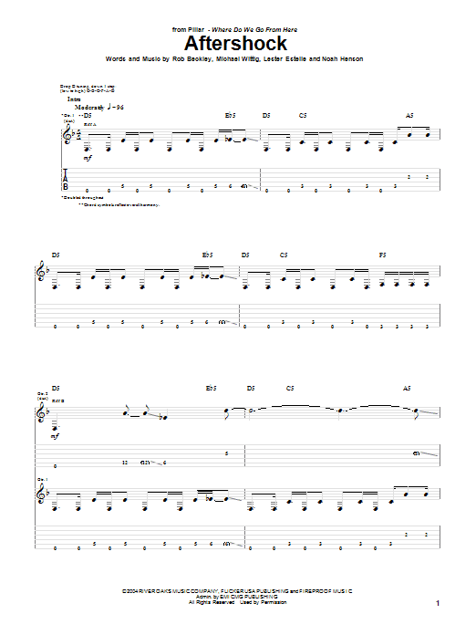 Pillar Aftershock Sheet Music Notes & Chords for Guitar Tab - Download or Print PDF