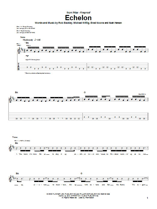 Pillar Echelon Sheet Music Notes & Chords for Guitar Tab - Download or Print PDF