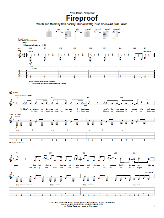 Pillar Fireproof Sheet Music Notes & Chords for Guitar Tab - Download or Print PDF Pillar Fireproof Sheet Music Notes & Chords for Guitar Tab - Download or Print PDF