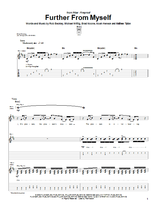 Pillar Further From Myself Sheet Music Notes & Chords for Guitar Tab - Download or Print PDF