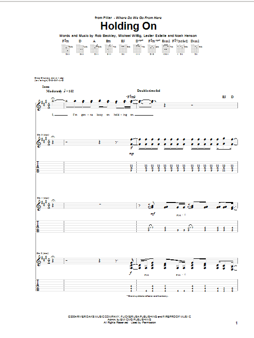 Pillar Holding On Sheet Music Notes & Chords for Guitar Tab - Download or Print PDF