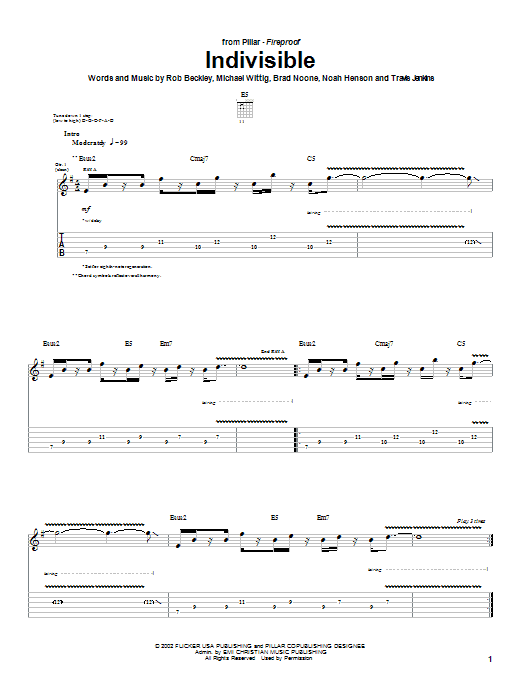 Pillar Indivisible Sheet Music Notes & Chords for Guitar Tab - Download or Print PDF