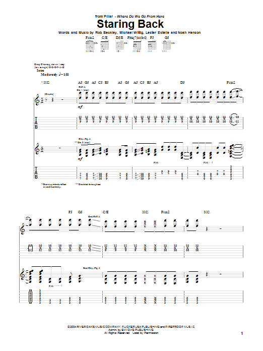 Pillar Staring Back Sheet Music Notes & Chords for Guitar Tab - Download or Print PDF
