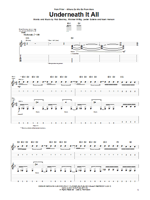 Pillar Underneath It All Sheet Music Notes & Chords for Guitar Tab - Download or Print PDF