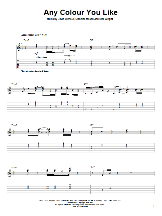 Pink Floyd Any Colour You Like Sheet Music Notes & Chords for Drums Transcription - Download or Print PDF