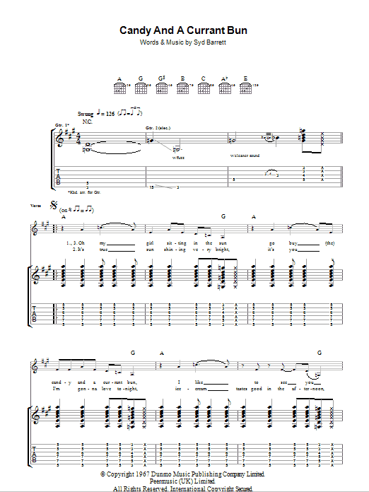 Pink Floyd Candy And A Currant Bun Sheet Music Notes & Chords for Guitar Tab - Download or Print PDF