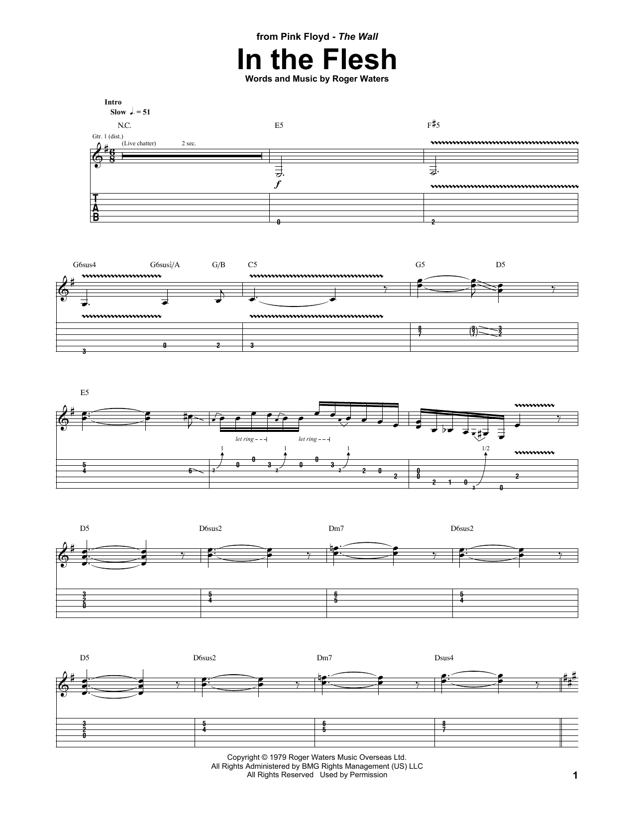 Pink Floyd In The Flesh Sheet Music Notes & Chords for Guitar Tab - Download or Print PDF