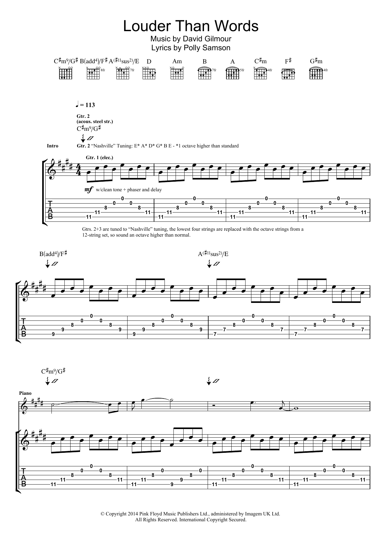 Pink Floyd Louder Than Words Sheet Music Notes & Chords for Guitar Tab - Download or Print PDF