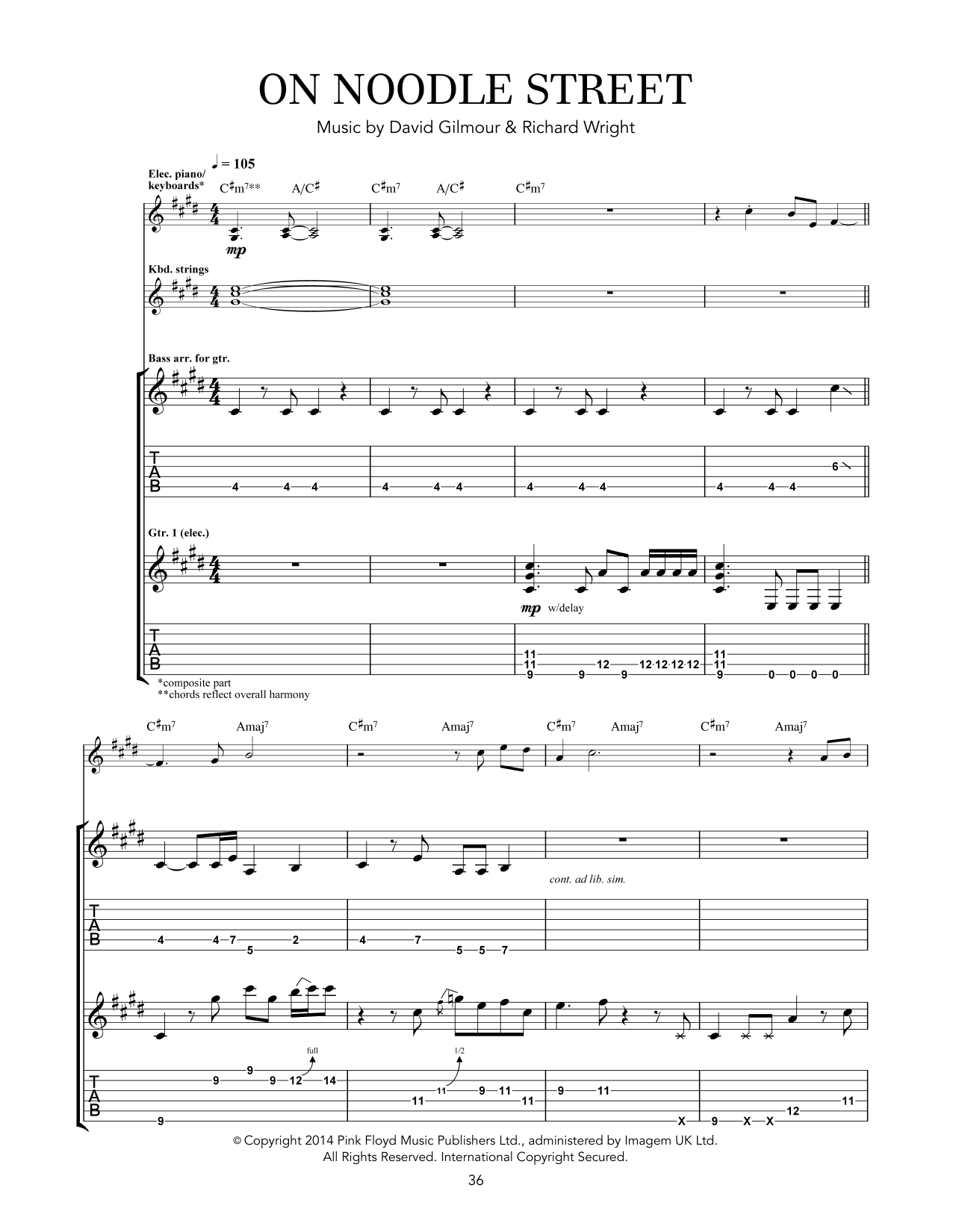 Pink Floyd On Noodle Street Sheet Music Notes & Chords for Guitar Tab - Download or Print PDF