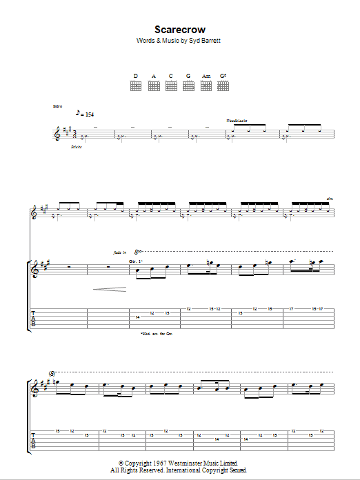 Pink Floyd Scarecrow Sheet Music Notes & Chords for Guitar Tab - Download or Print PDF