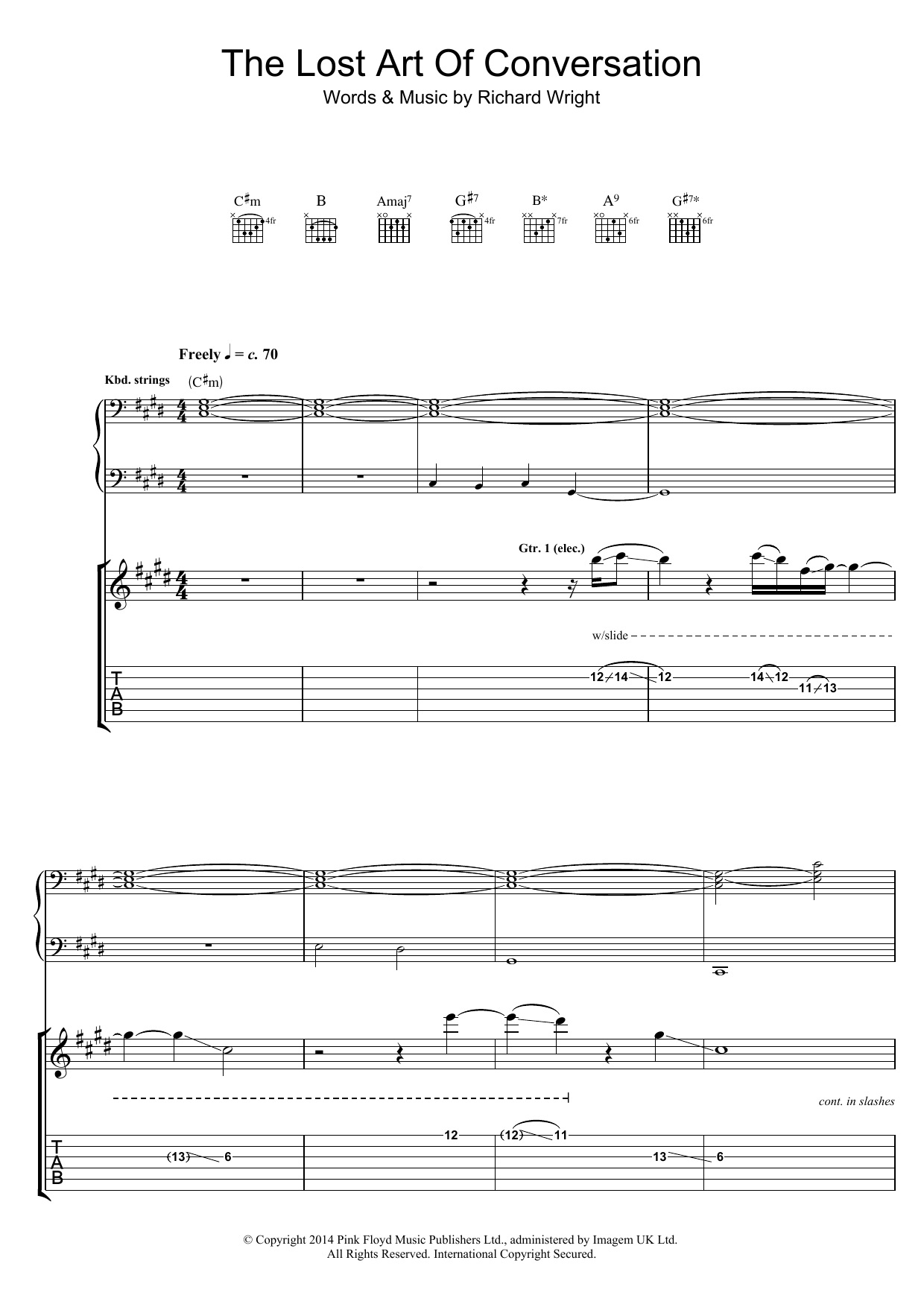 Pink Floyd The Lost Art Of Conversation Sheet Music Notes & Chords for Guitar Tab - Download or Print PDF