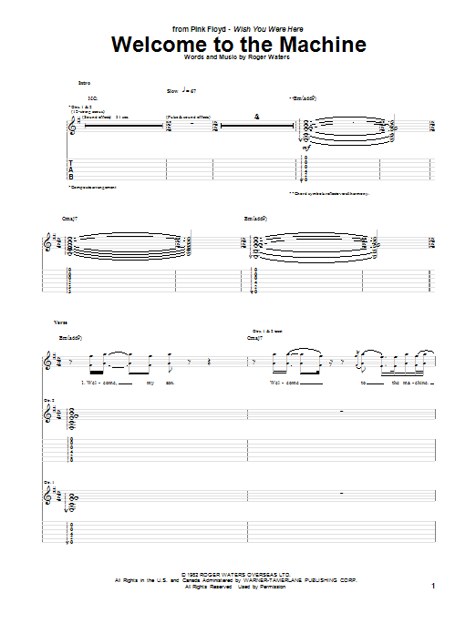 Pink Floyd Welcome To The Machine Sheet Music Notes & Chords for Ukulele - Download or Print PDF