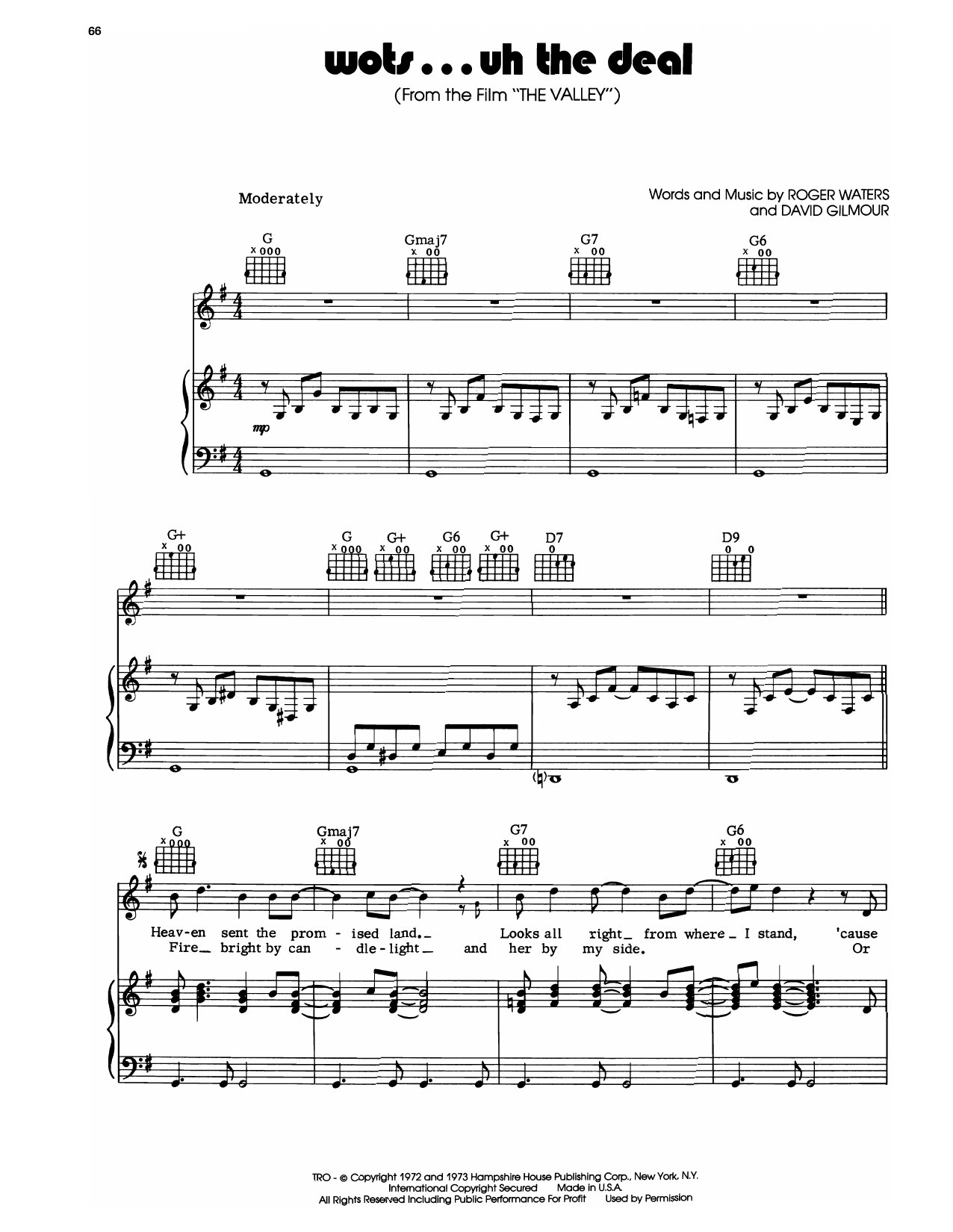 Pink Floyd Wots...Uh The Deal Sheet Music Notes & Chords for Piano, Vocal & Guitar Chords (Right-Hand Melody) - Download or Print PDF Pink Floyd Wots...Uh The Deal Sheet Music Notes & Chords for Piano, Vocal & Guitar Chords (Right-Hand Melody) - Download or Print PDF