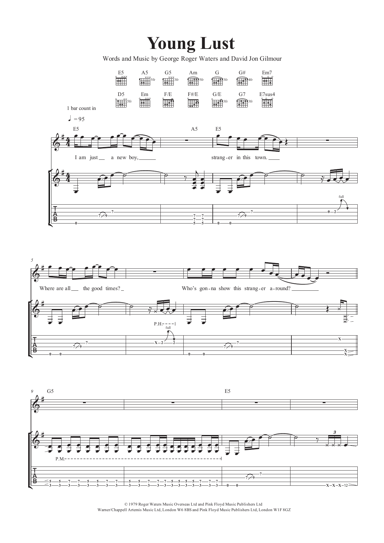 Pink Floyd Young Lust Sheet Music Notes & Chords for Drums - Download or Print PDF