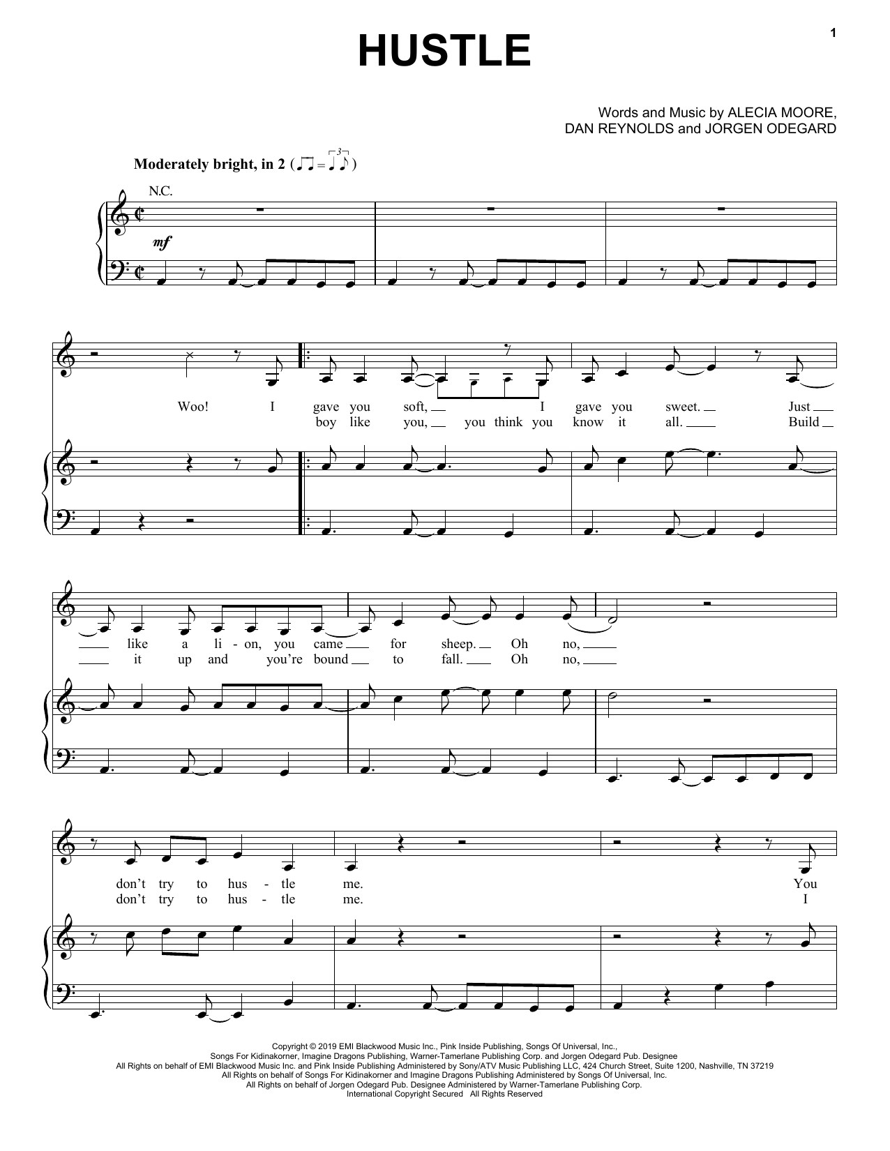 Pink Hustle Sheet Music Notes & Chords for Piano, Vocal & Guitar (Right-Hand Melody) - Download or Print PDF