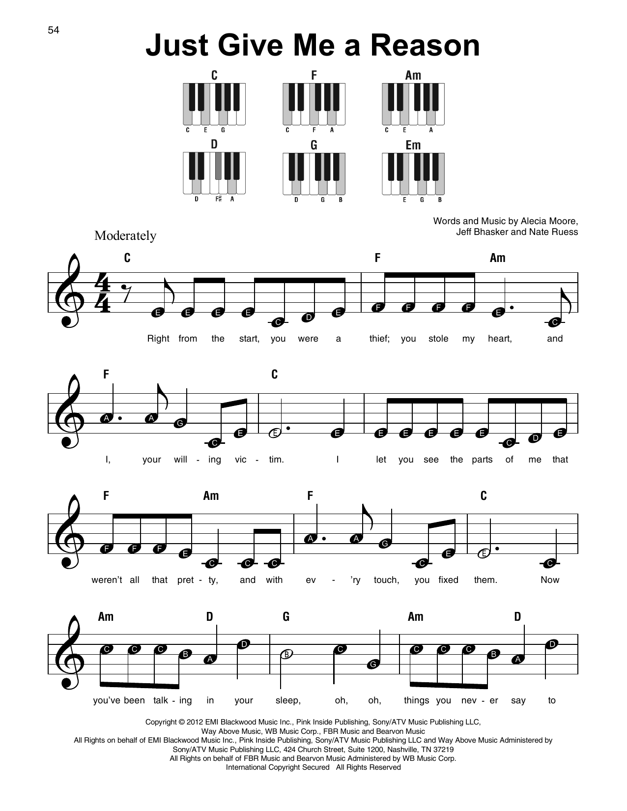 Pink Just Give Me A Reason (feat. Nate Ruess) Sheet Music Notes & Chords for Oboe Solo - Download or Print PDF