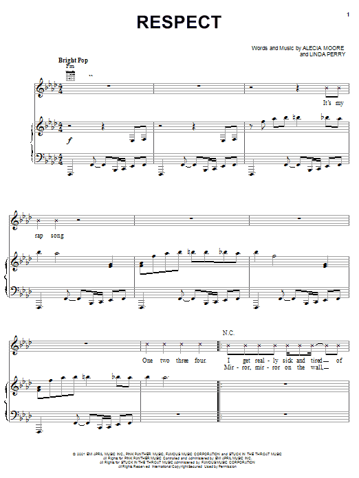 Pink Respect Sheet Music Notes & Chords for Piano, Vocal & Guitar (Right-Hand Melody) - Download or Print PDF