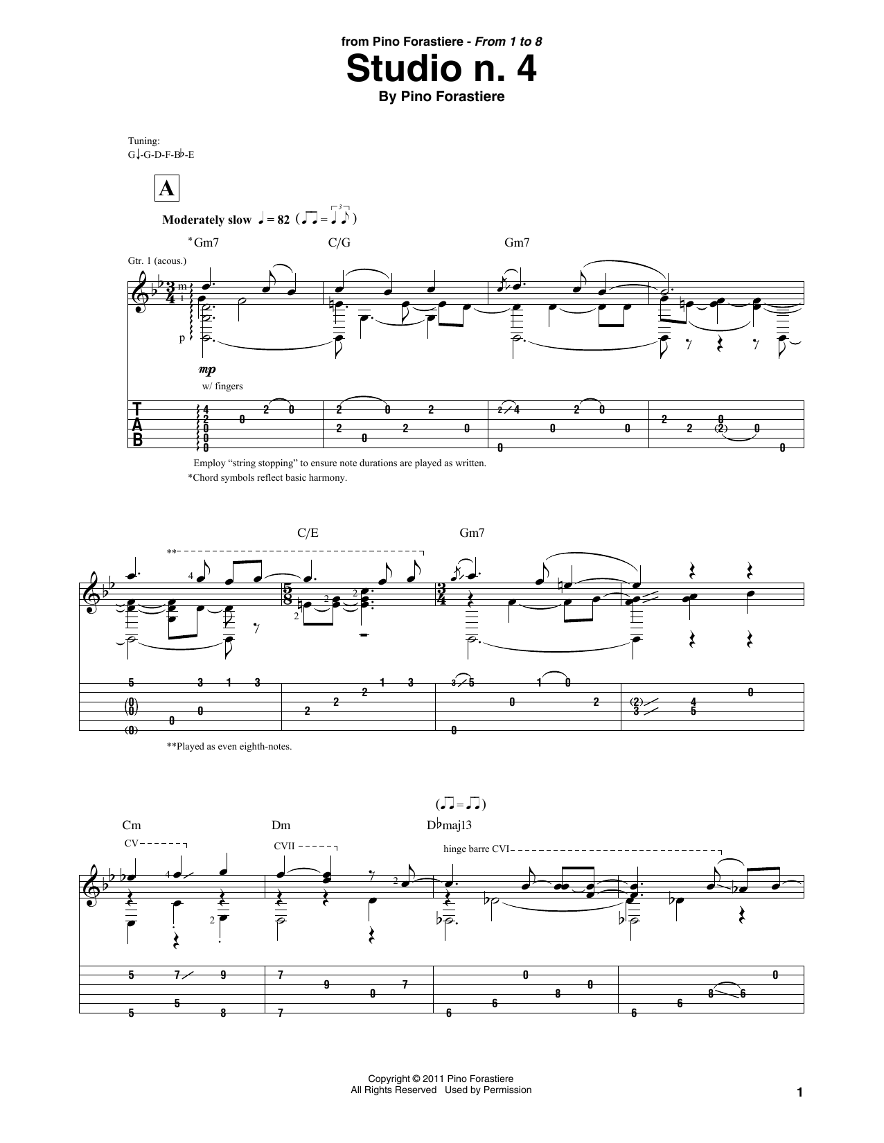Pino Forastiere Studio n. 4 Sheet Music Notes & Chords for Solo Guitar Tab - Download or Print PDF