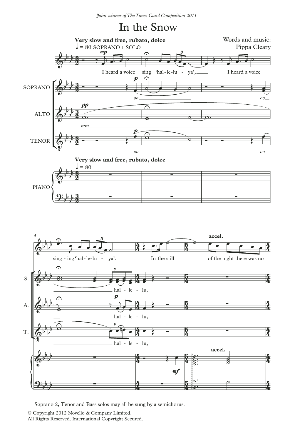 Pippa Cleary In The Snow Sheet Music Notes & Chords for SATB Choir - Download or Print PDF