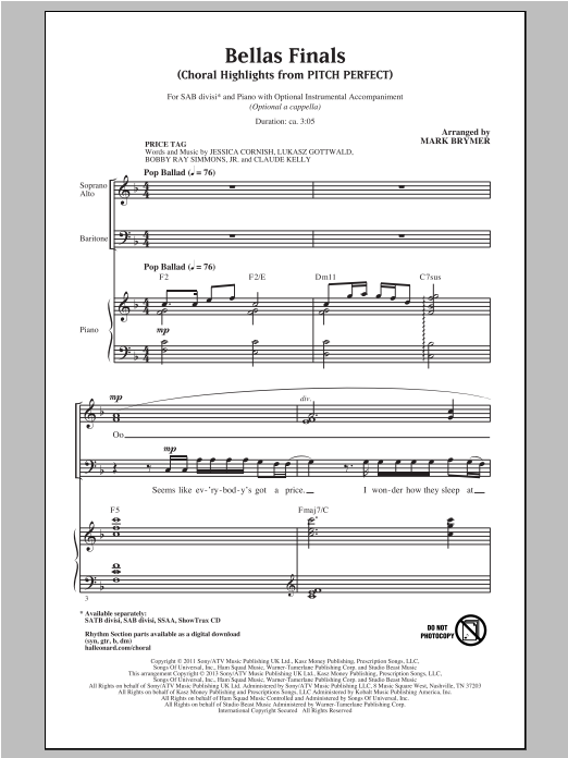 Pitch Perfect (Movie) Bellas Finals (Choral Highlights from Pitch Perfect)(arr. Mark Brymer) Sheet Music Notes & Chords for Choral - Download or Print PDF