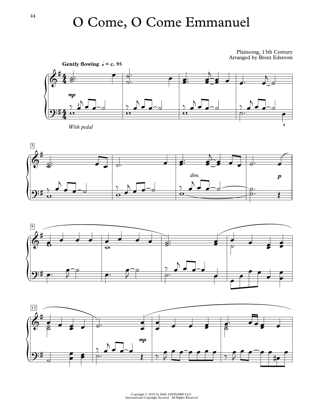 Plainsong, 13th Century O Come, O Come Emmanuel (arr. Brent Edstrom) Sheet Music Notes & Chords for Educational Piano - Download or Print PDF