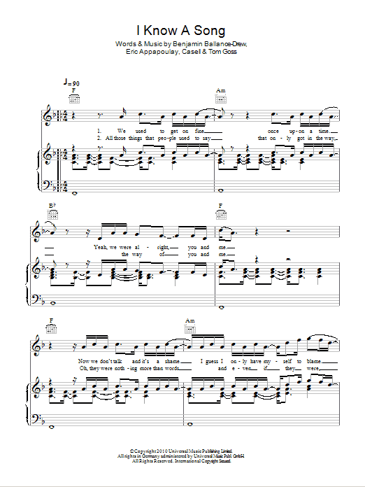 Plan B I Know A Song Sheet Music Notes & Chords for Piano, Vocal & Guitar (Right-Hand Melody) - Download or Print PDF