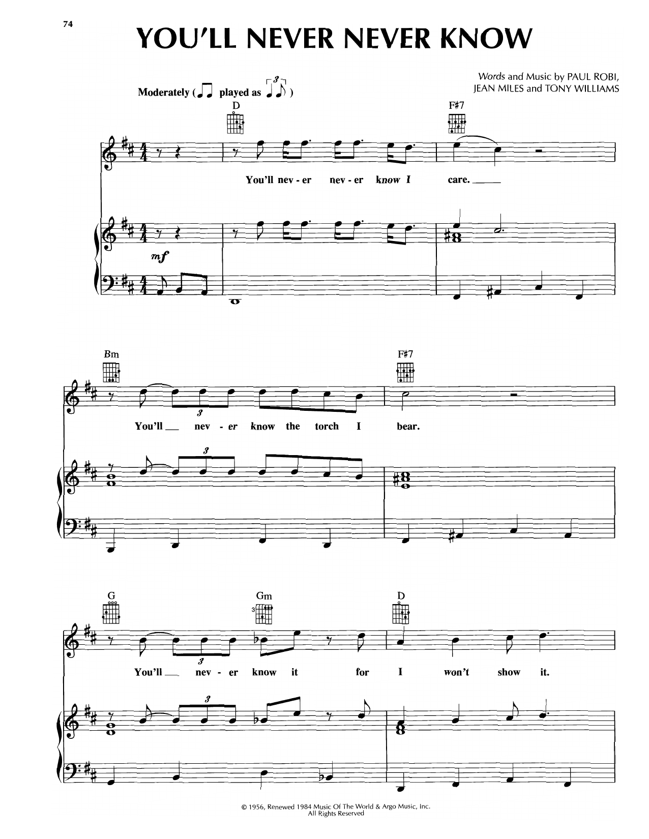 Platters You'll Never, Never Know Sheet Music Notes & Chords for Piano, Vocal & Guitar Chords (Right-Hand Melody) - Download or Print PDF Platters You'll Never, Never Know Sheet Music Notes & Chords for Piano, Vocal & Guitar Chords (Right-Hand Melody) - Download or Print PDF
