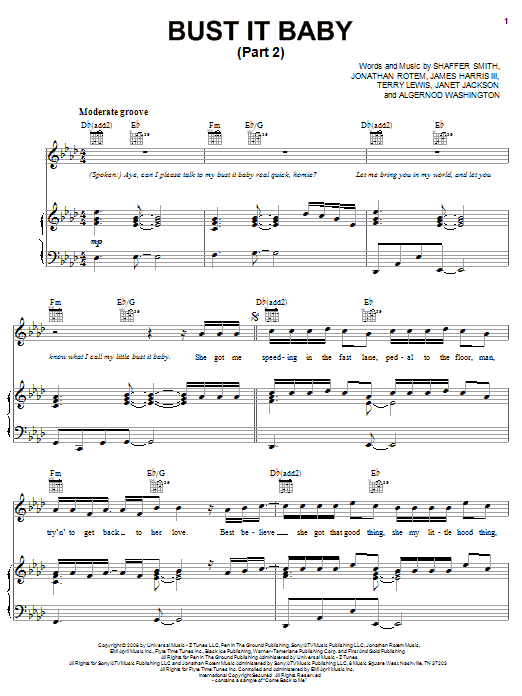 Plies featuring Ne-Yo Bust It Baby (Part 2) Sheet Music Notes & Chords for Piano, Vocal & Guitar (Right-Hand Melody) - Download or Print PDF
