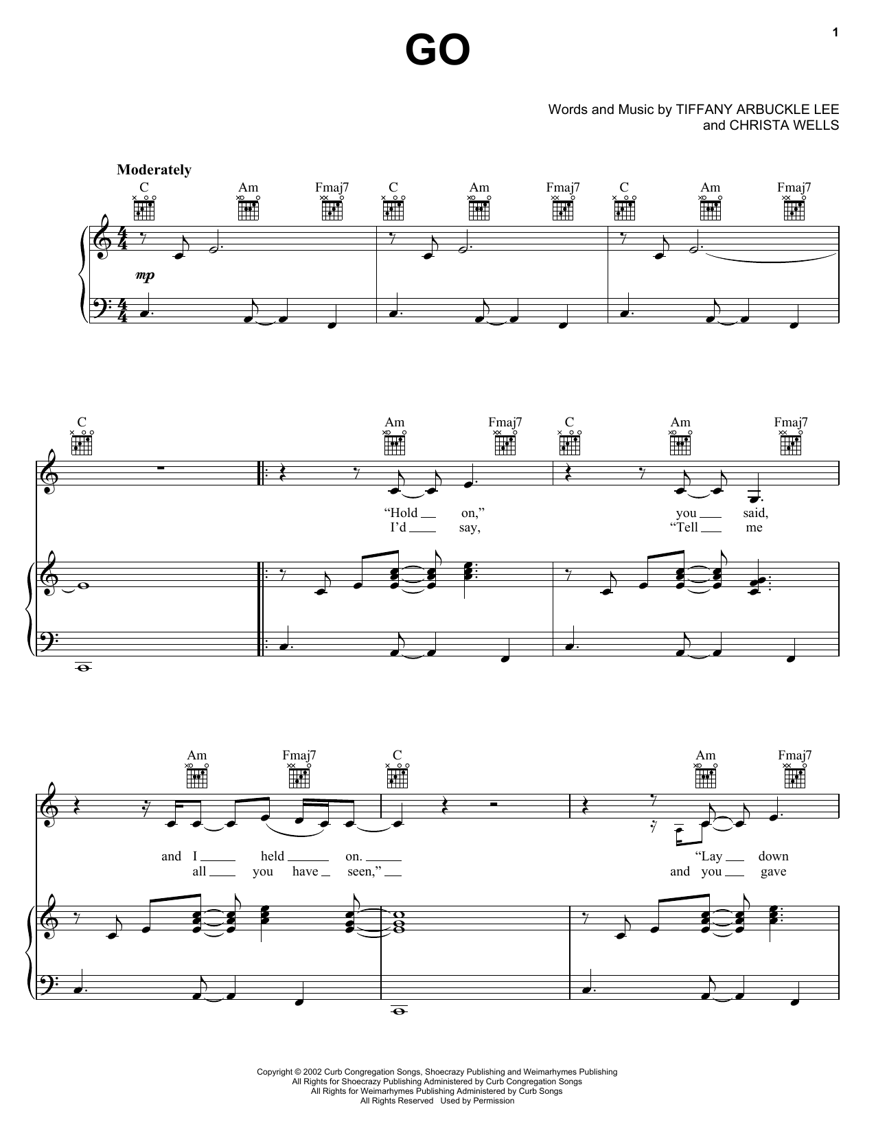 Plumb Go Sheet Music Notes & Chords for Piano, Vocal & Guitar (Right-Hand Melody) - Download or Print PDF