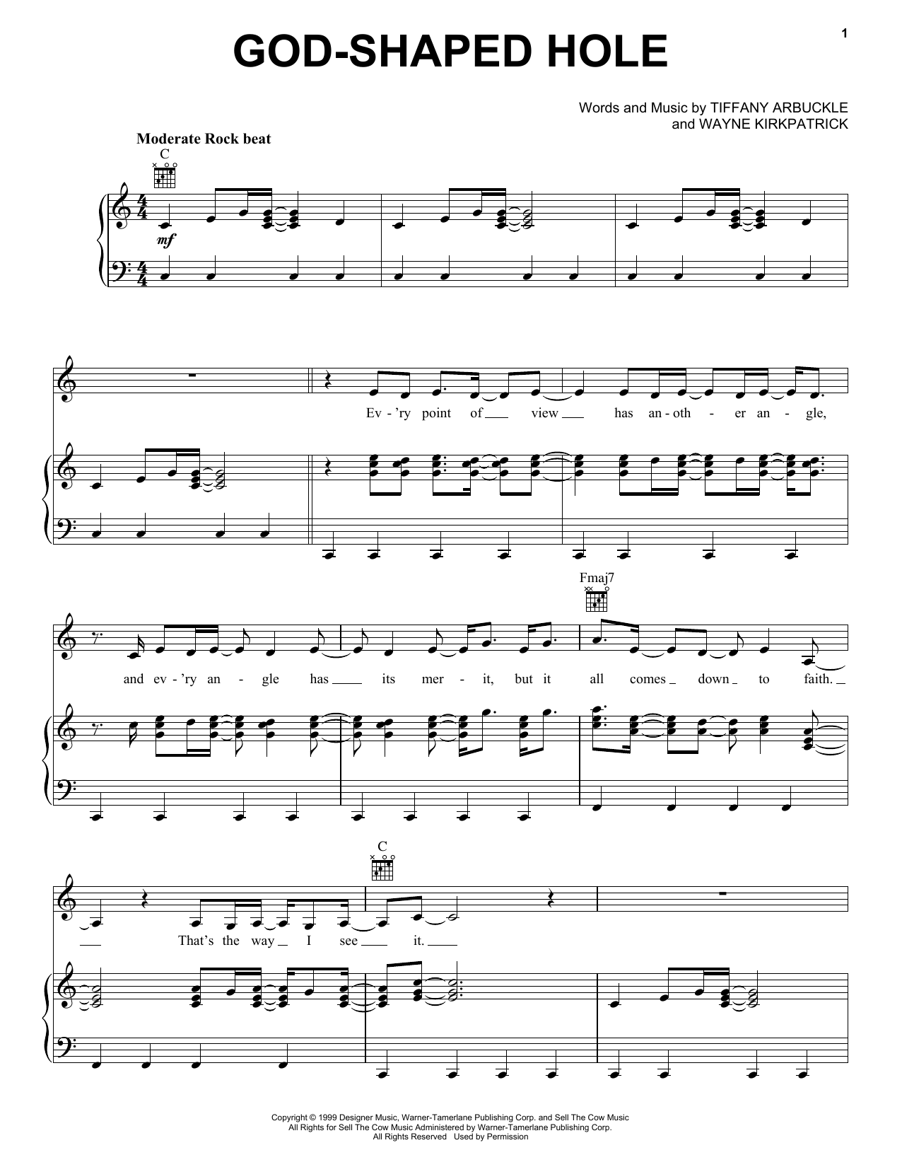 Plumb God-Shaped Hole Sheet Music Notes & Chords for Piano, Vocal & Guitar (Right-Hand Melody) - Download or Print PDF