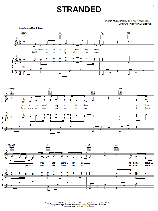 Plumb Stranded Sheet Music Notes & Chords for Piano, Vocal & Guitar (Right-Hand Melody) - Download or Print PDF