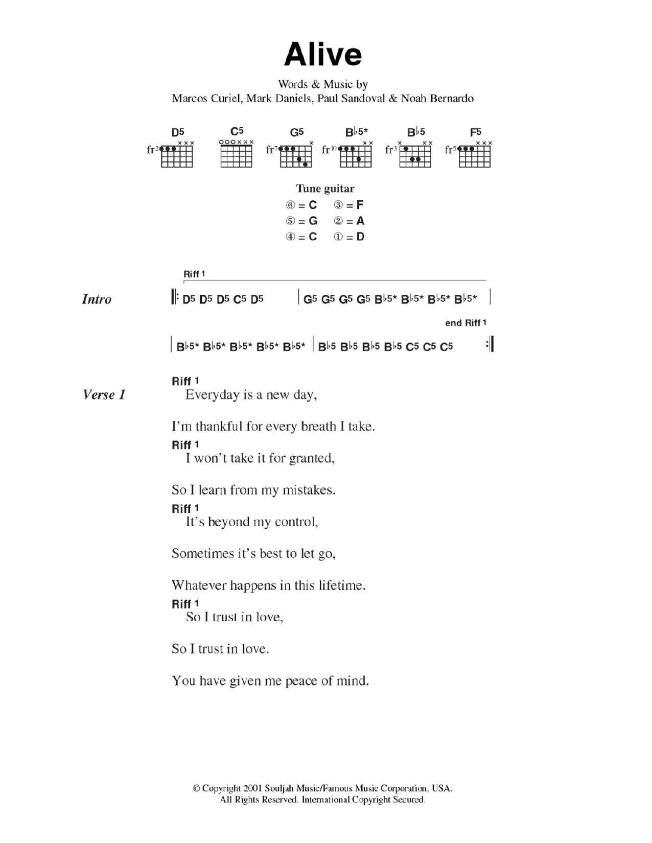 P.O.D. Alive Sheet Music Notes & Chords for Lead Sheet / Fake Book - Download or Print PDF