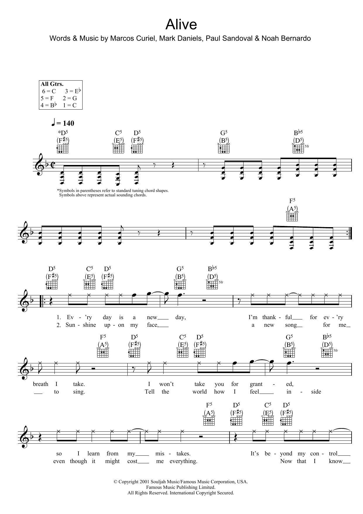 P.O.D. Alive Sheet Music Notes & Chords for Lead Sheet / Fake Book - Download or Print PDF