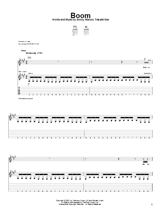 P.O.D. (Payable On Death) Boom Sheet Music Notes & Chords for Guitar Tab - Download or Print PDF