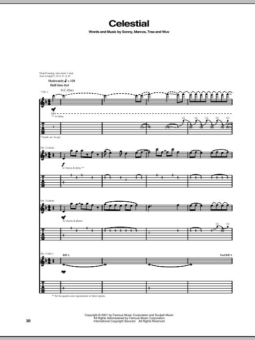 P.O.D. (Payable On Death) Celestial Sheet Music Notes & Chords for Guitar Tab - Download or Print PDF