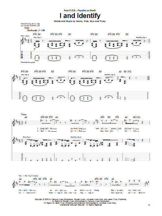 P.O.D. (Payable On Death) I And Identify Sheet Music Notes & Chords for Guitar Tab - Download or Print PDF