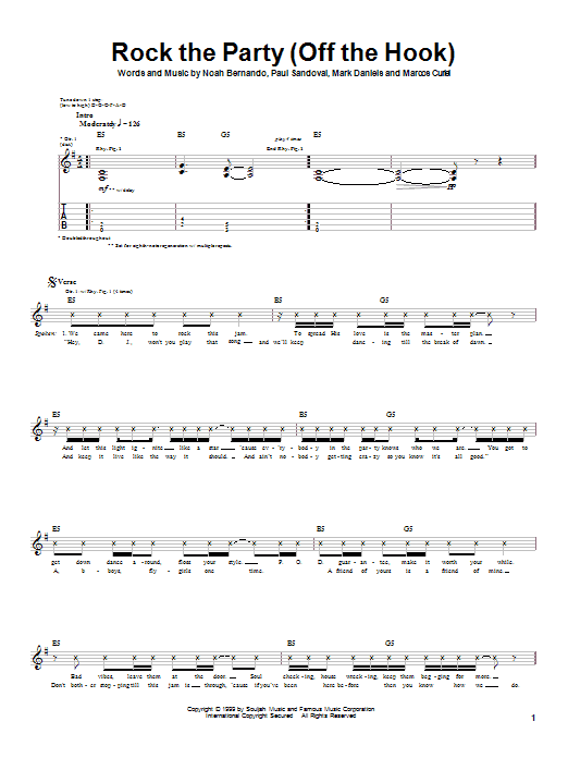 P.O.D. (Payable On Death) Rock The Party (Off The Hook) Sheet Music Notes & Chords for Guitar Tab - Download or Print PDF