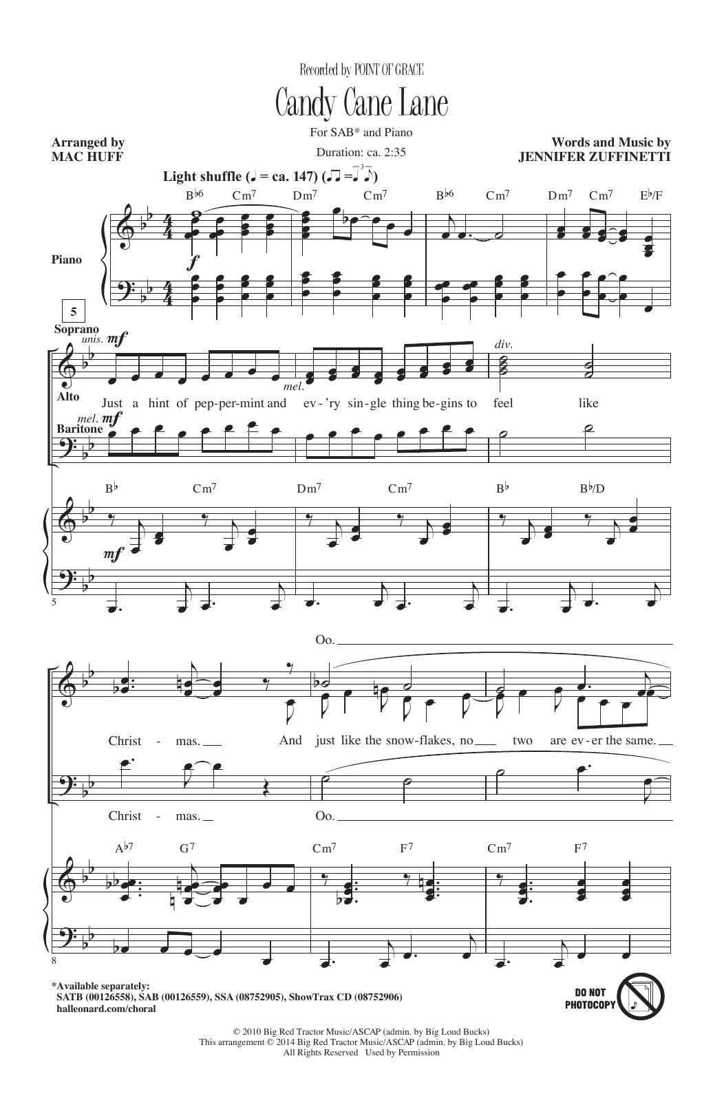 Point Of Grace Candy Cane Lane (arr. Mac Huff) Sheet Music Notes & Chords for SATB Choir - Download or Print PDF