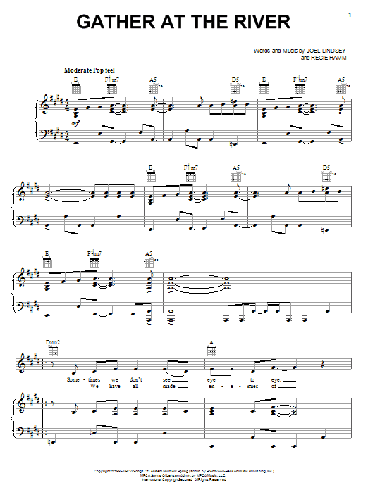 Point Of Grace Gather At The River Sheet Music Notes & Chords for Piano, Vocal & Guitar (Right-Hand Melody) - Download or Print PDF