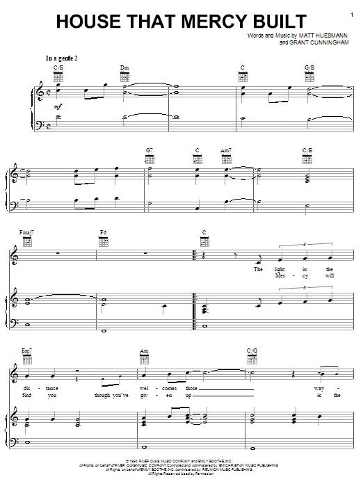 Point Of Grace House That Mercy Built Sheet Music Notes & Chords for Piano, Vocal & Guitar (Right-Hand Melody) - Download or Print PDF