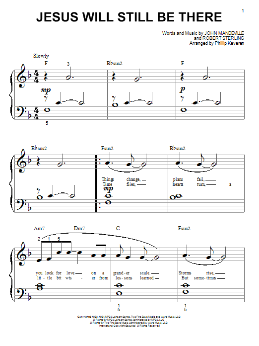 Point Of Grace Jesus Will Still Be There Sheet Music Notes & Chords for Piano (Big Notes) - Download or Print PDF