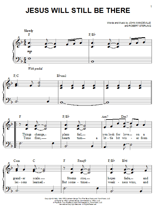 Point Of Grace Jesus Will Still Be There Sheet Music Notes & Chords for Easy Piano - Download or Print PDF