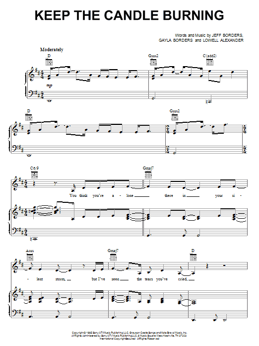 Point Of Grace Keep The Candle Burning Sheet Music Notes & Chords for Piano, Vocal & Guitar (Right-Hand Melody) - Download or Print PDF