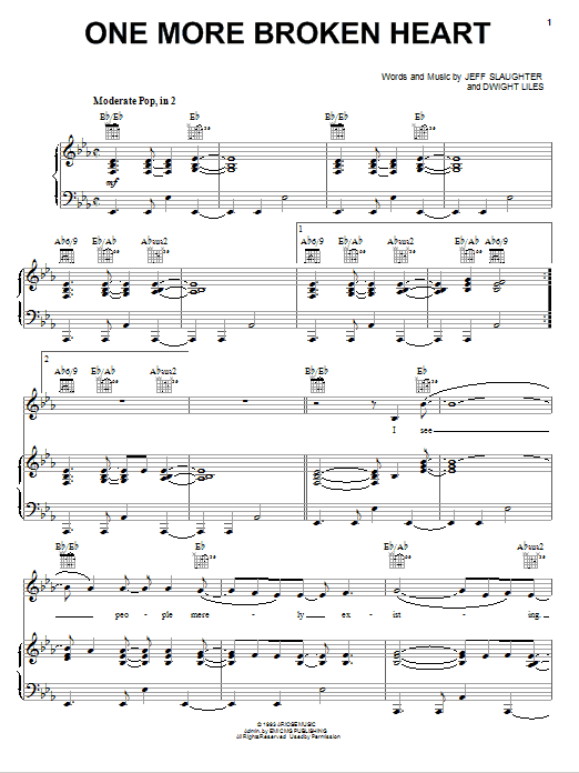 Point Of Grace One More Broken Heart Sheet Music Notes & Chords for Piano, Vocal & Guitar (Right-Hand Melody) - Download or Print PDF