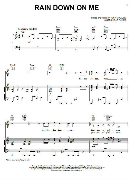 Point Of Grace Rain Down On Me Sheet Music Notes & Chords for Piano, Vocal & Guitar (Right-Hand Melody) - Download or Print PDF