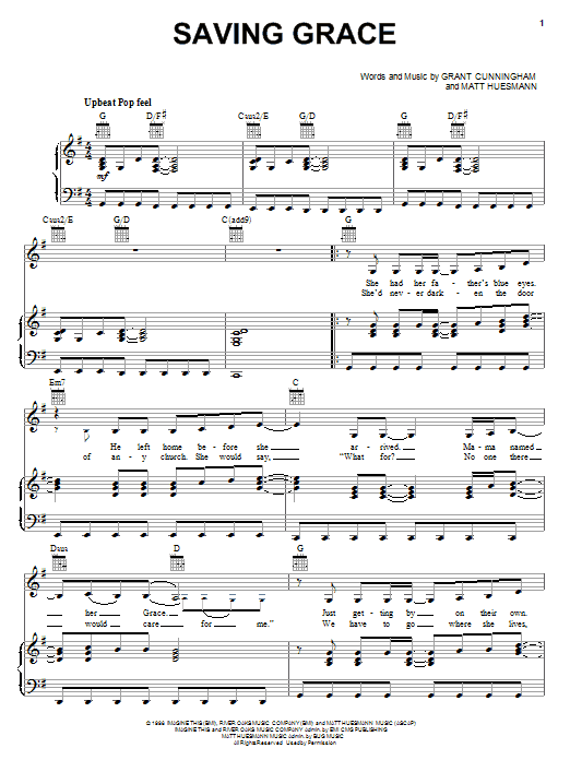 Point Of Grace Saving Grace Sheet Music Notes & Chords for Easy Piano - Download or Print PDF